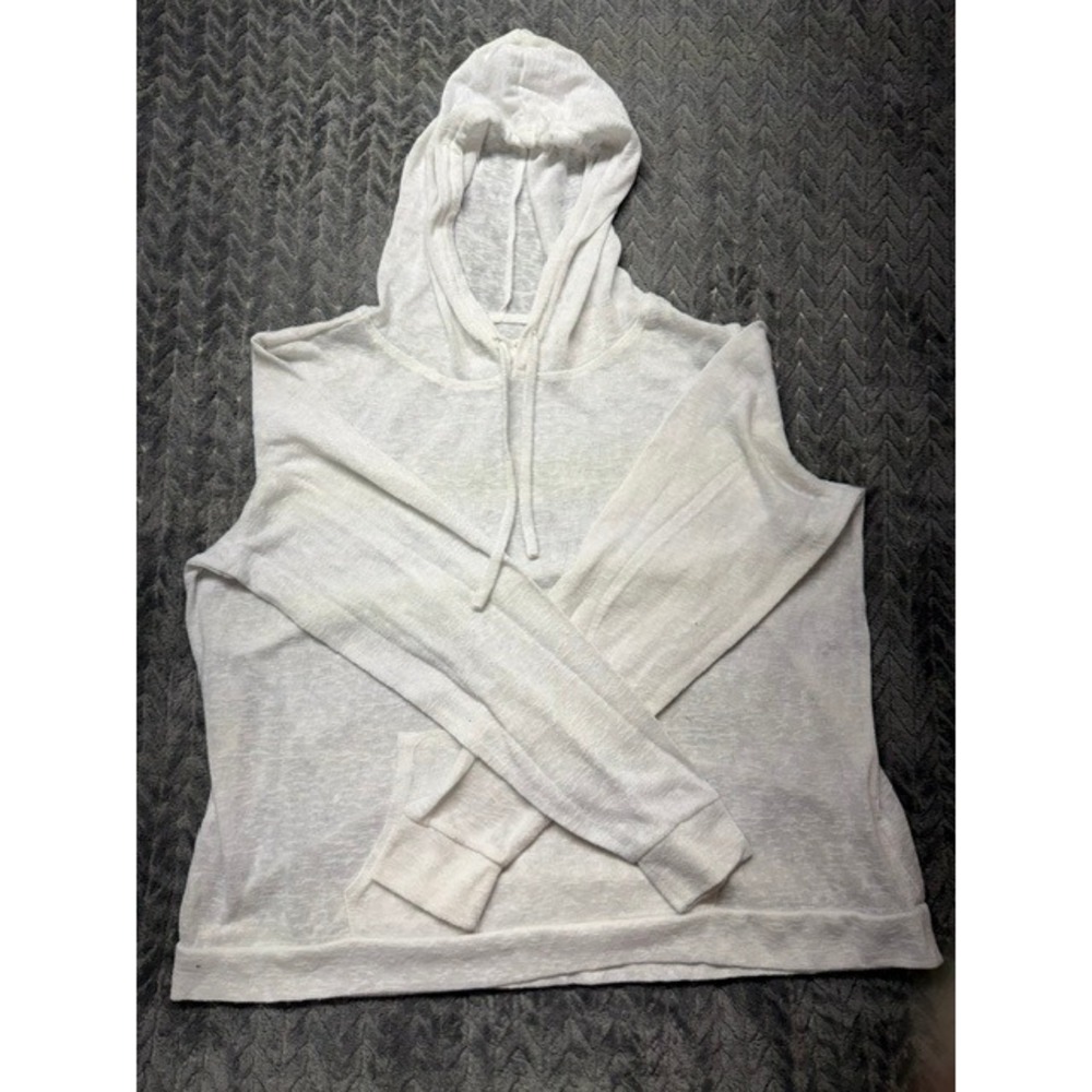 Weatherproof Vintage Womens White Lightweight Sheer Knit Hoodie M 0644